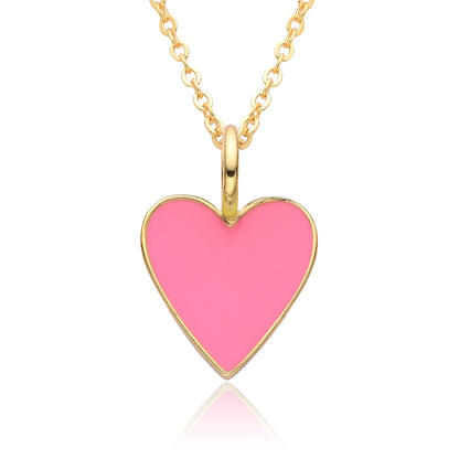 Collier Pendentif Cœur Émaillé Doré
