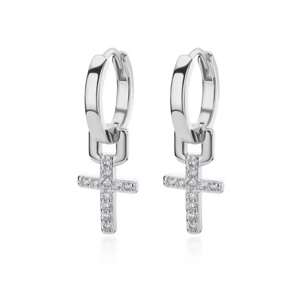 Boucles d'Oreilles Pendantes Croix