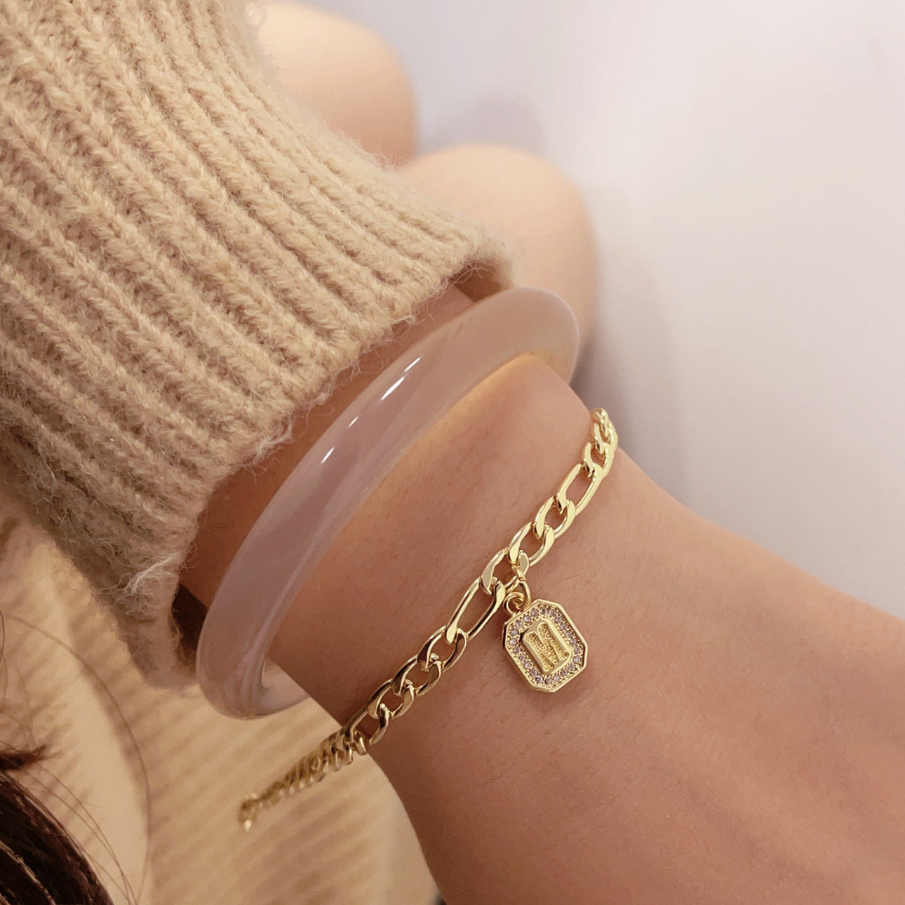 Bracelet Chaîne Initiale Dorée