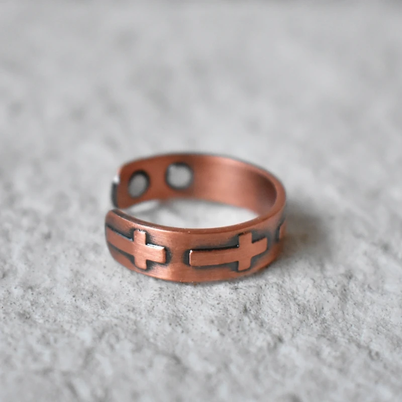 Bague Cuivre Magnétique Croix