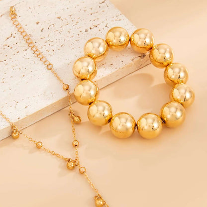 Duo Bracelets Perles & Chaîne Dorée