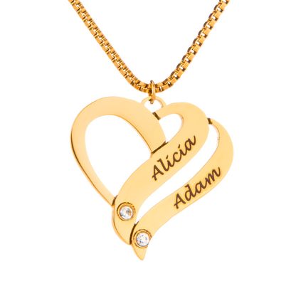 Collier Cœurs Entrelacés avec Pierres Cristal