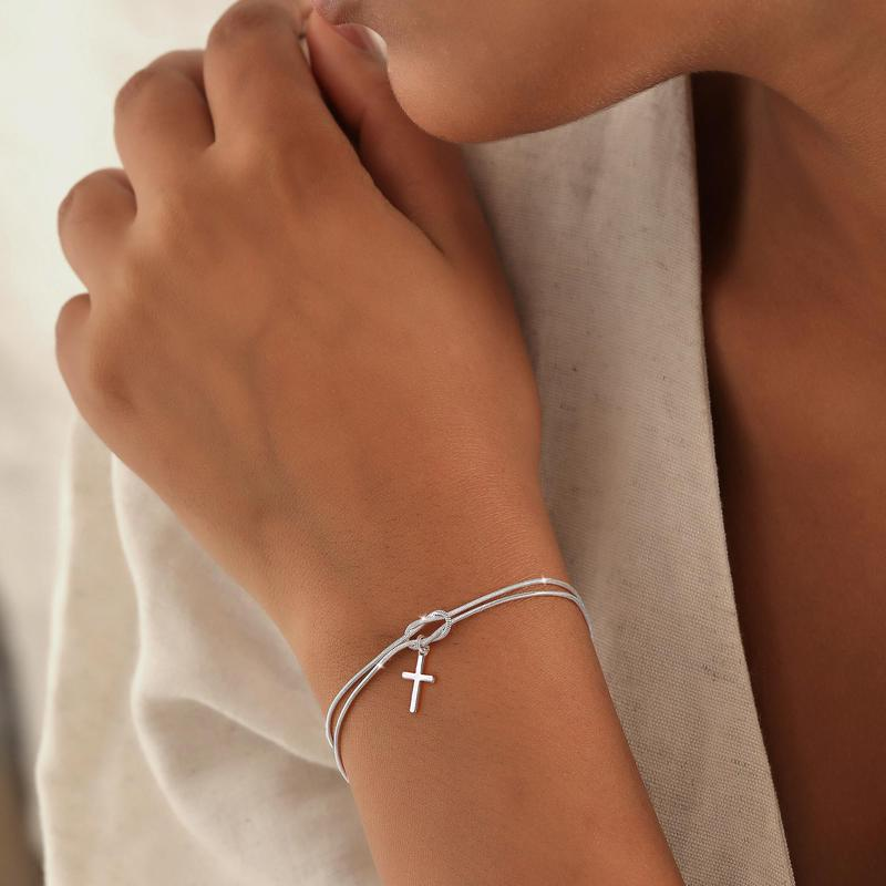 Bracelet Croix & Nœud d'Amour