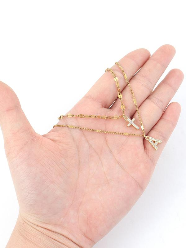 Duo Colliers Pendentif Croix & Initiale