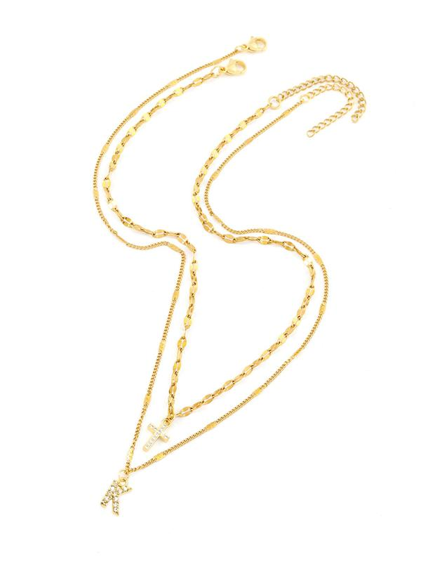 Duo Colliers Pendentif Croix & Initiale