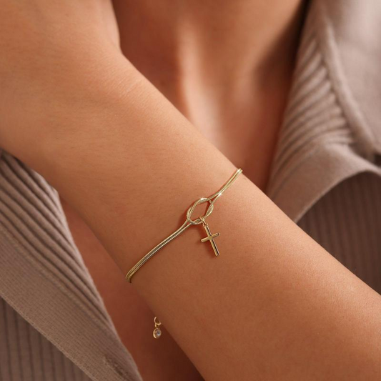Bracelet Croix & Nœud d'Amour