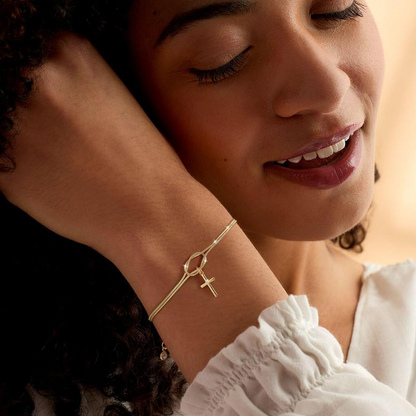 Bracelet Croix & Nœud d'Amour