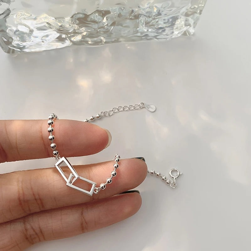 Bracelet Perles Géométriques Argent