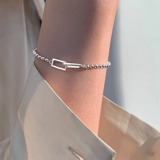 Bracelet Perles Géométriques Argent