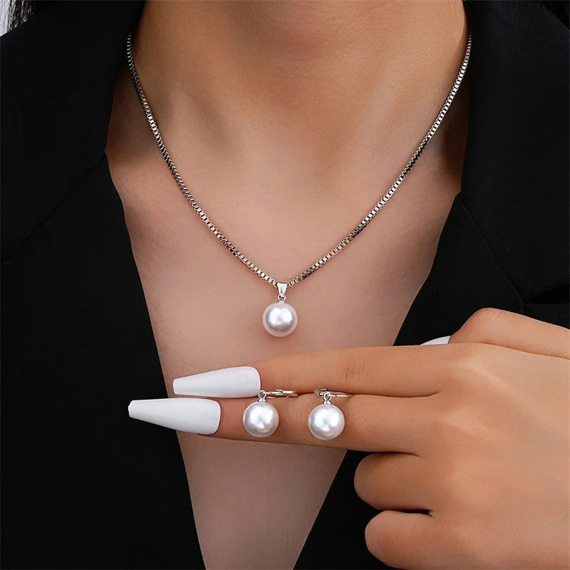 Ensemble Collier & Boucles d'Oreilles Perles