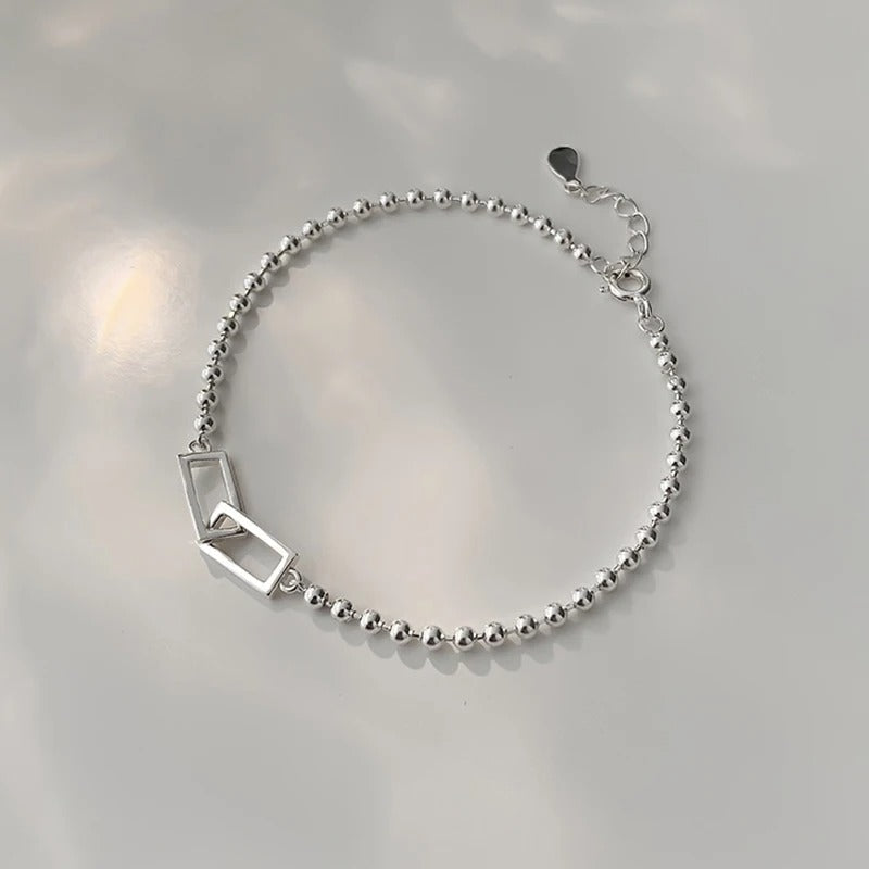 Bracelet Perles Géométriques Argent