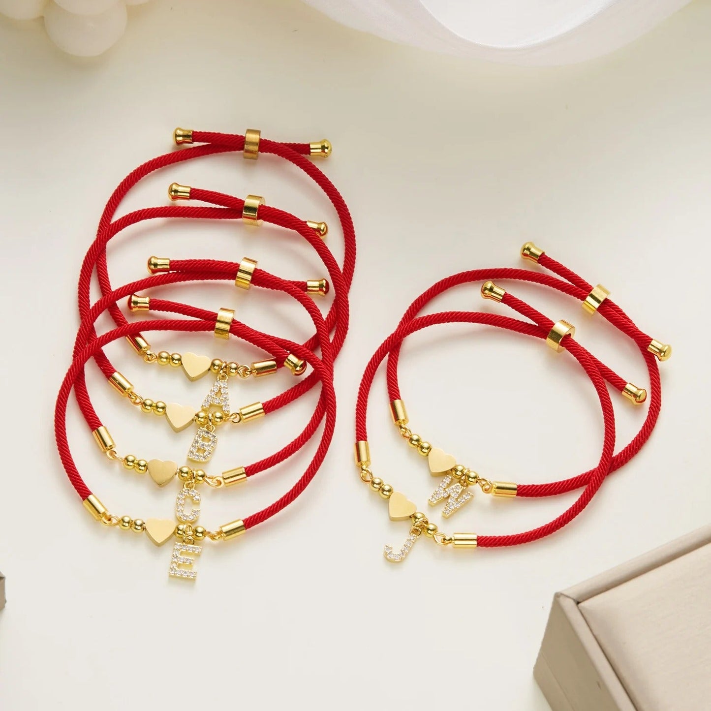 Bracelet Cordon Initiale & Cœur
