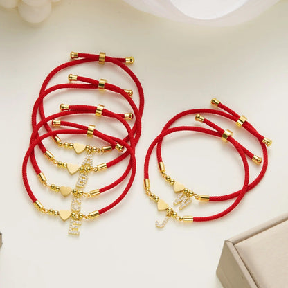 Bracelet Cordon Initiale & Cœur