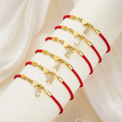 Bracelet Cordon Initiale & Cœur