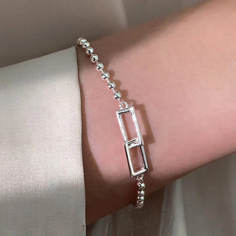 Bracelet Perles Géométriques Argent