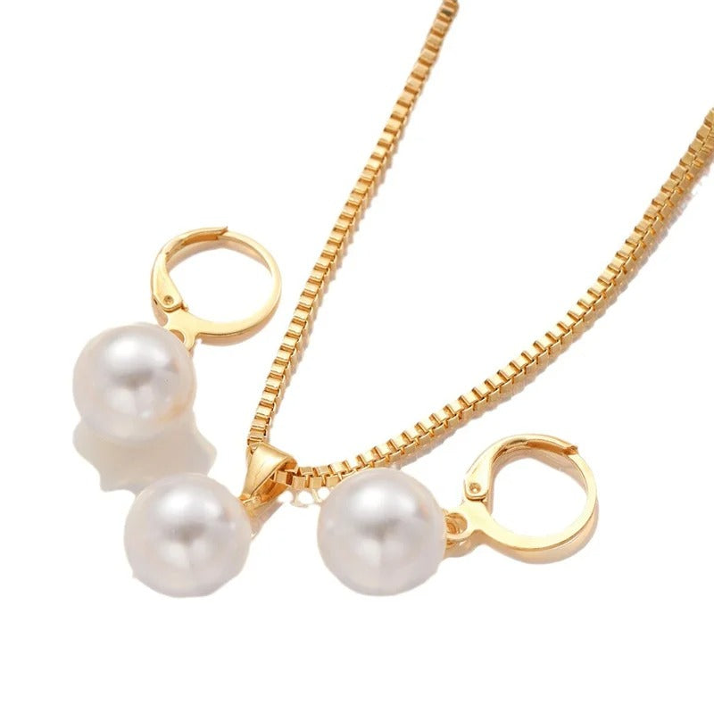 Ensemble Collier & Boucles d'Oreilles Perles
